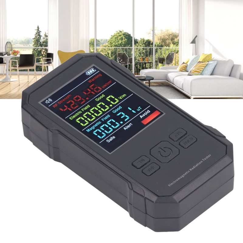 Radiation Detector Black Digital EMF Meter LED Display Handheld RF