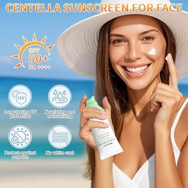 Protector Solar Facial Con Centella Fps 50, Resistente Al Agua, Con Protección Uv Potente, Sin Manchas Blancas, Protector Solar Facial Con Centella De Madagascar, Sin Aceite, Cuidado De La