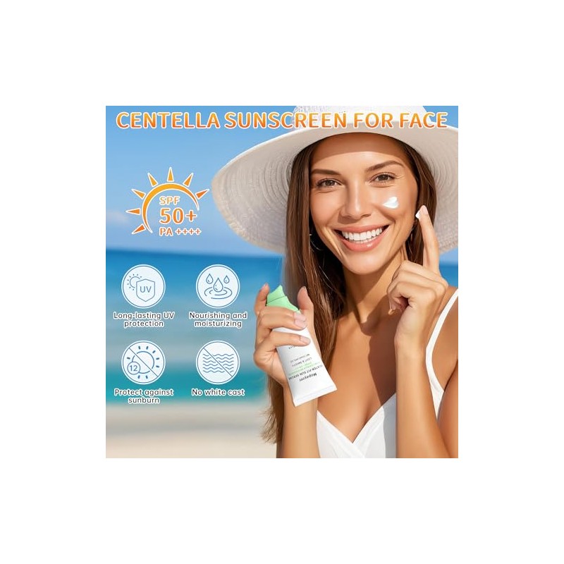 Protector Solar Facial Con Centella Fps 50, Resistente Al Agua,