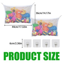 2 x Bathroom Toy Storage Bag, Mesh Bag, Strong Hook, Tidy Toy Organiser, Accessory Bag for Bathroom, Helps Toys Air Dry Quickly and Your