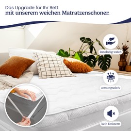 Mattress Protector 140 x 200 cm - Mattress Topper for Mattresses up to 30 cm - Washable at 60 °C & Oeko-Tex Certified for More Hygiene in Bed - Underbed as Protection for Box Spring Bed and Topper