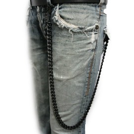 Men Fashion Wallet Black Color Metal Chain Keychain Long Strand Biker Heavy Duty Motorcycle