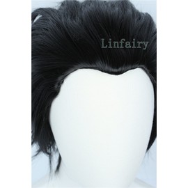 Linfairy Short Straight Cosplay Wig Halloween Costume Wig (black)