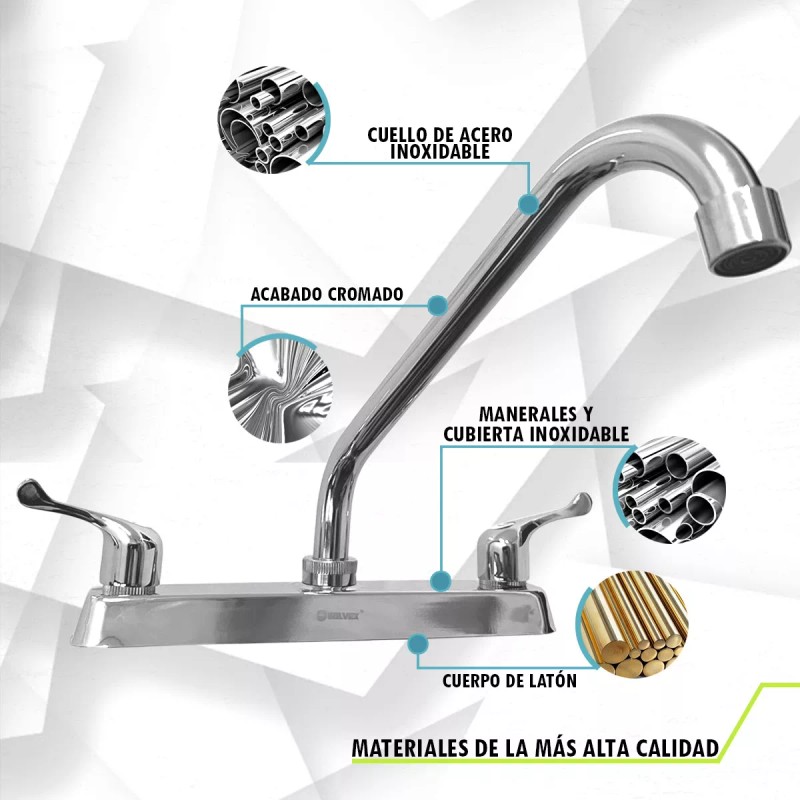Prez Grifo Mezcladora Fregador Llave Acero Inoxidable Sp-80002-1