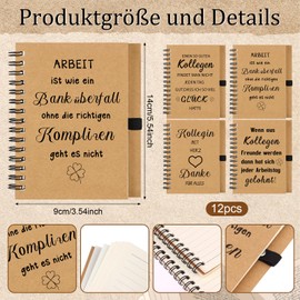 RUIYELE 12 Sets Dankeschön Geschenk für Kollegen Mitarbeiter-Spirale Notizbuch Mini Motivierend Notizblöcke Tagebücher, Motivation Kugelschreiber Holzkugelschreiber Weihnachtsgeschenk für Schule Büro