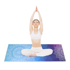 Printed Yoga Mat Towel Non Slip Travel Yoga Fitness Mat Pad Cover Foldable Lightweight Sweat Absorbent Workout Mat for Pilates Yoga Thick Yoga Mat Cover Pad for Home Gym Studio with Free Carrying Bag