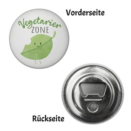 Leaf Magnet Round with Bottle Opener Round with Saying Vegetarian Zone Vegan Love Fresh Vegetables Green Decoration Kitchen Accessory Birthday Gift Highlight