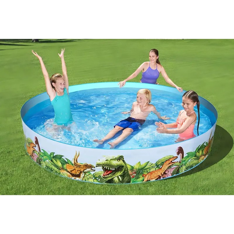 Alberca Circular Infantil De Dinosaurios Grande De 244 Cm