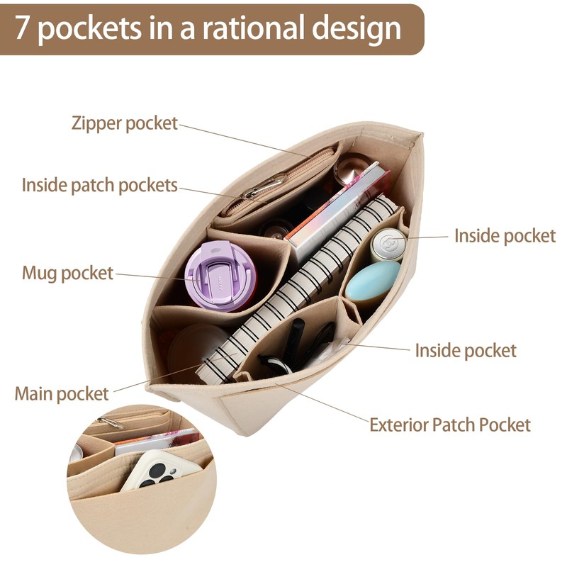 Shengxi Felt Purse Organizer for Longchamp Folding Tote Bag Organizer