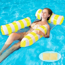 Formemory Float, Three Tubular Type, Float, For Adults, Float, 51.2 x 48.0 inches (130 x 122 cm), Water Hammock + 2 Vinyl Repair Tapes, Water Hammock, Strong Buoyancy, Folding, Pool, Summer Play,