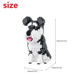 Larcele Mini Building Blocks Animal Set, DIY Micro 3D Building Toy Bricks,934 Pieces KLJM-05(Schnauzer)