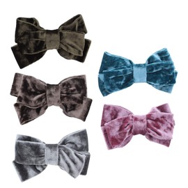 Motique Accessories Multi Crushed Velvet Bow Hair Clip Small - Set of 5