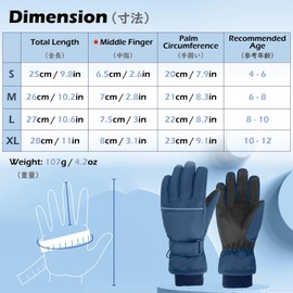 TRIWONDER Kids Ski Gloves Warm Windproof Skiing Snowboard Gloves Boys Girls (Black, S (4-6 Years Old))