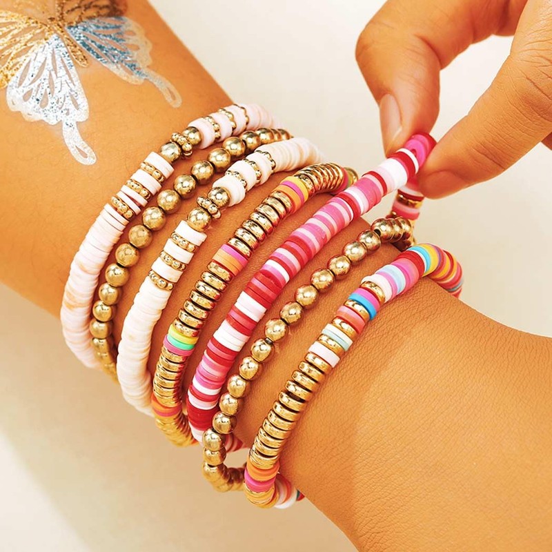 Latious Heishi Bracelets Clay Bead Bracelets Stretch Bracelets for Women