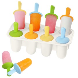 Miaowoof Silicone Popsicles Molds for Toddlers, 8-Cavity Non-BPA Premium Silicone Small Popsicle Molds, Ice Pop Mold with 8 Colorful Reusable Sticks for Kids (White)