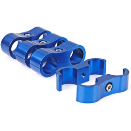 8AN Hose Separator Clamp Aluminum Fuel Line Mounting Clamp Divider Hose Fitting Adapter Fit for 1/2 Fuel Line, Oil Line, Brake Line, Water Pipe and Gas Line,Blue,4pcs