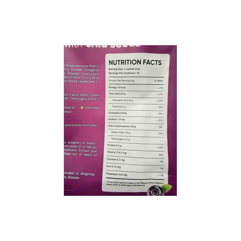 2-Pack Ftgum Acai Berry Powdered Drink with Chia Seeds |