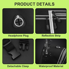 Running Belt, Ultra Slim Money Belt Running Bag, Lightweight Fanny Pack Multi-pocket Bumbags, Waterproof Belt Bag with Headphone Hole, Adjustable Pouch for Workouts, Cycling, Walking & Travel - Unisex