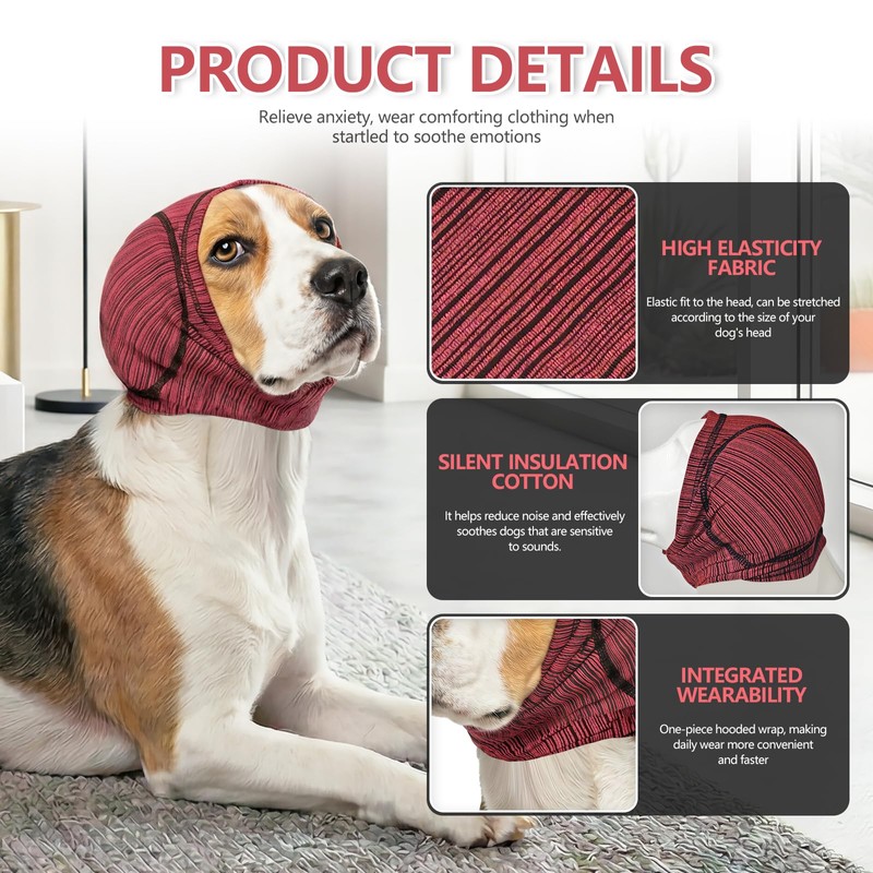 Quick-Dry Dog Ear Cover for Ear Protection & Hematoma,L,Red