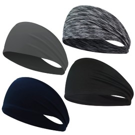 BANDERN Hair Bands for Men & Women 4 Pieces - Nylon & Spandex Material Hair Bands-Moisture Wicking Material, Sweat Resistant and Breathable for Running and Yoga Hair Accessories