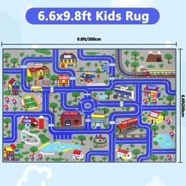 Capslpad Kids Rug Educational Play Rug 6.6' x 9.8' Classroom Rug Traffic Road Kids Play Car Mat Large Learning Play Game Area Rug Kids Carpet for Playroom Elementary Preshool,Blue