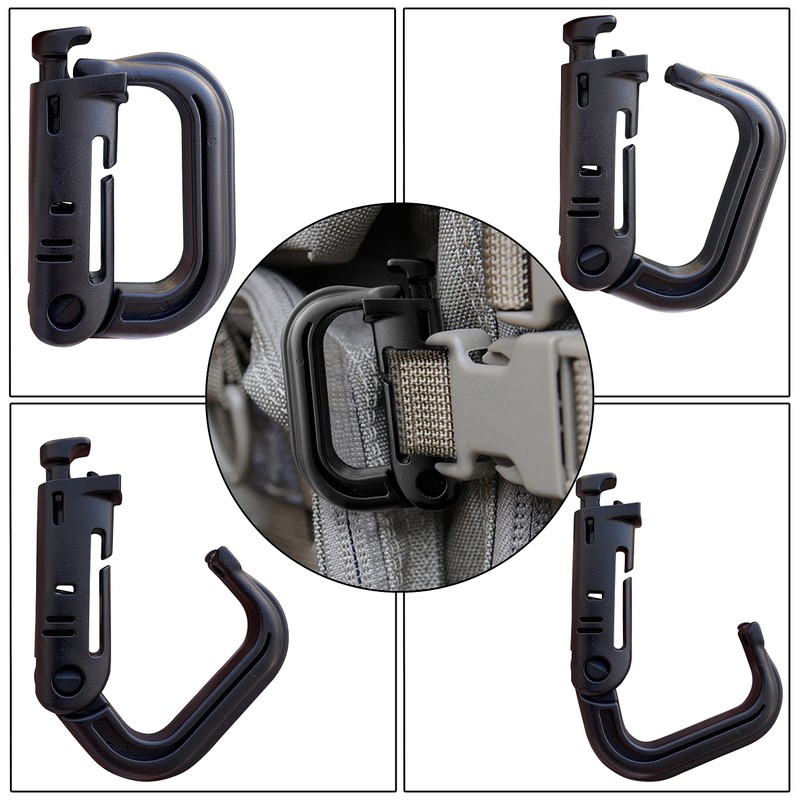 Holesto Plastic Carabiner - Tactical Carabiner Clip Black - Durable