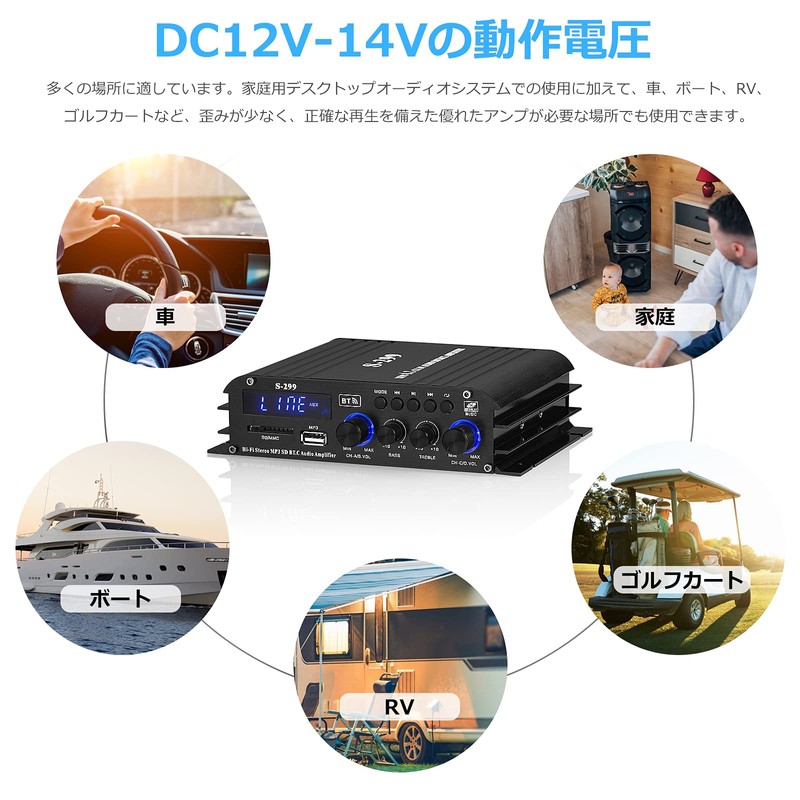 HiFi 4.0CH Bluetooth Digital Power Amplifier for Home Car Subwoofer