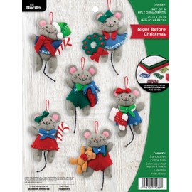 Bucilla 89288E Felt Applique Christmas Ornament Kit, Night Before Christmas, Set of 6