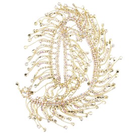 Crystal Rhinestone Fringe Trim Chain Cuttable Rhinestone Tassel Chain Fringe Bridal Applique Trim Crystal Clothing Bag Decoration for Fabric Bag Shoes Fabric (Gold)