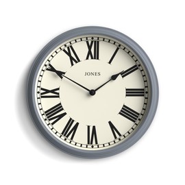 Jones Clocks® 'Hackney' wall clock – classic round clock in french navy with roman numerals, 30cm, traditional design ideal for the kitchen, living room, office or bedroom