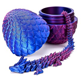 NIRPAUS Dragon Egg and Dragon Figure Set Fantasy Collectible Toy (Metlic Purple)