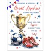 doodlecards Great Nephew Birthday Card Footballer's Trophy Large A4 Size