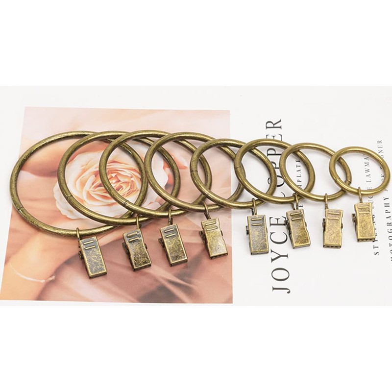Anawakia 10 Curtain Rings with Metal Clips for Curtains, Clips,