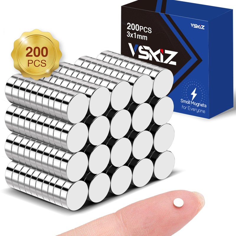 VSKIZ 200Pcs Small Magnets,3x1mm Tiny Rare Earth Magnets Round Refrigerator
