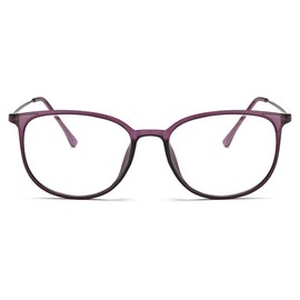 lasree Fashion Glasses Full Rims Myopia Everyday Use Men Women Fashion Distance Glasses -2.50 Lenses Purple Frame Glasses