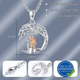 Odinstone Tree of Life Mother Daughter Necklace, Women's 925 Sterling Silver Mother and Child Necklace Pendant Tree of Life, Jewelry Gifts for Women Mother Daughter