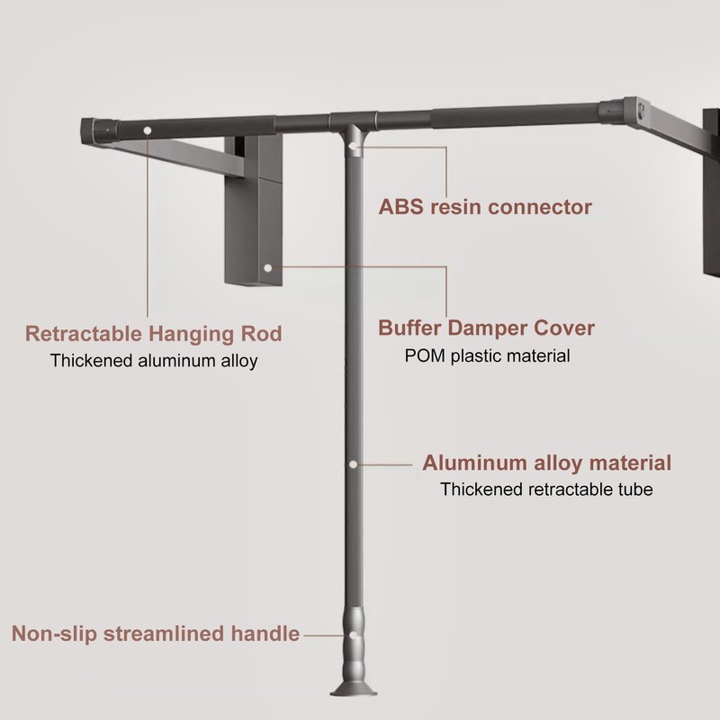 Pull Down Closet Rod for Hanging Clothes, Retractable Wardrobe Hanger
