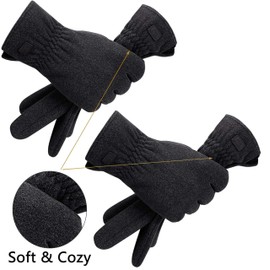 YUHAN PRETTY 2 Pairs Winter Cycling Gloves for Men Women Touch Screen Fleece Warm Thermal Texting Work Gloves for Running Biking Driving(Black+Black)