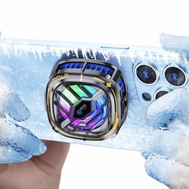 YANISM Magnetic Cell Phone Cooler, RGB Phone Cooling Fan Portable Lightweight Mobile Phone Cooling Fan, Phone Radiator with Temperature Display for Mobile Gaming,Tiktok Live Streaming