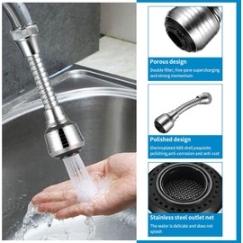 Extensión de grifo de 4 piezas, punta de grifo flexible, extensión de grifo giratorio de 360 grados, aireador de grifo giratorio, manguera aireadora para fregadero de cocina