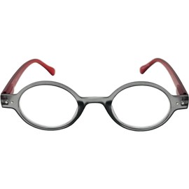 Incredible Bargains The Poppy, Plastic Round Style Reading Glasses + 3.00 Grey and Red