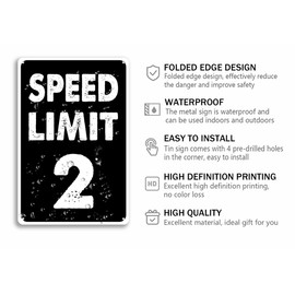 Speed Limit 2 Mph Tin Sign Warning Traffic Road Street Metal Tin Sign Indoor/Outdoor Use Garage Bar Man Cave Wall Decor 8x12 Inch