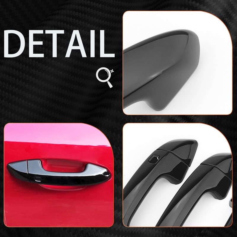 JUIVEEL 4Pcs Glossy Black Style ABS Car Exterior Door Handle