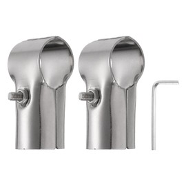 sourcing map 2Pcs 180 Degree Structural Pipe Connectors 2 Way End Rails Clamp with Wrench Stainless Steel Corner Pipe Fittings for DIY Shelf Garden Support 1.3"/1.2" Fit Pipe Dia, Silvery