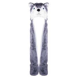 Super Z Outlet Cute Plush Animal Hat Winter Warm Winter Fashion Clothing Accessories (Husky/Wolf-Long)