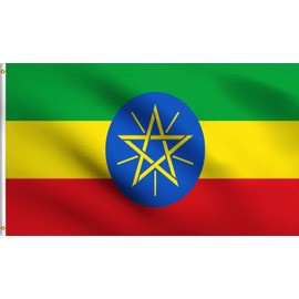 DMSE Ethiopia Ethiopian Star National Flag 2X3 Ft Foot 100% Polyester 100D Flag UV Resistant (2'X3' Ft Foot)