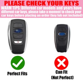 YIKECASE Key Fob Cover with Diamond Keychain Car Key Holder Compatible with Subaru Forester Outback BRZ Legacy CrossTrek Smart Remote Key Protector for Women, 4 Buttons (Black-Heart)