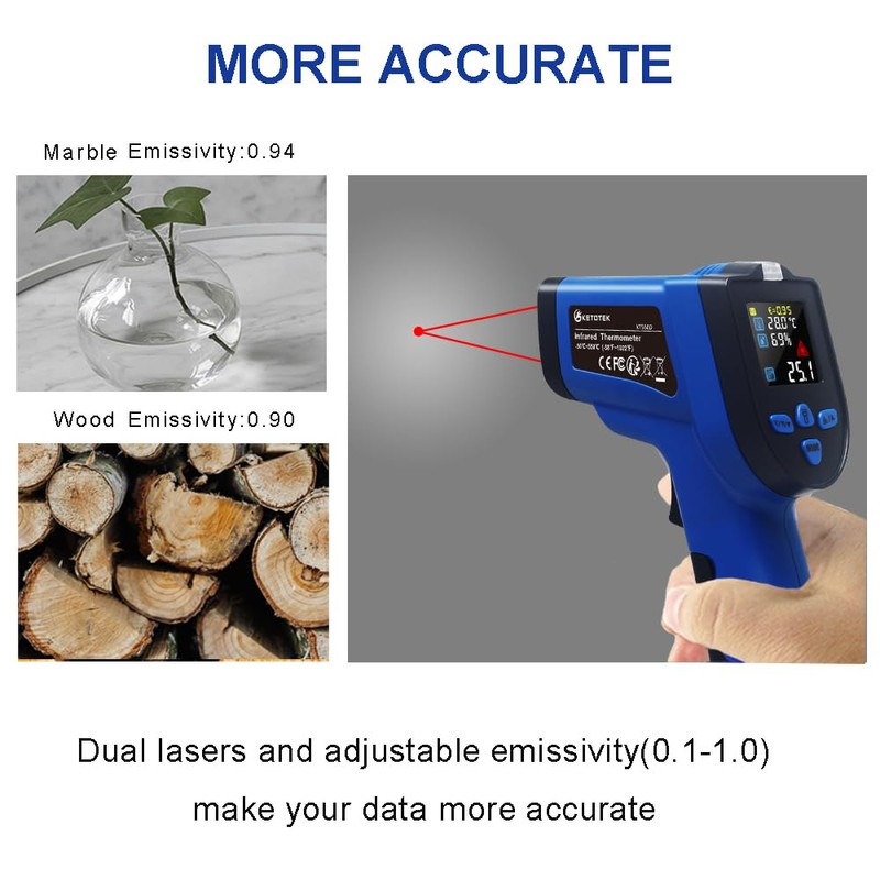 Ketotek Infrared Thermometer, Laser Temperature Gun Non Contact -58 to
