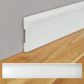 BOBIBAN 8 Pcs Wall Baseboard Molding Trim 47.2 x 3.15 in, High Impact Polystyrene Waterproof Skirting Board for Home Decor, Installed with Glue Not Include(8PC)
