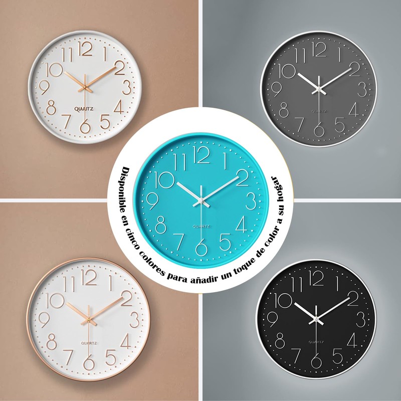 LAWAN Relojes Pared Grandede 12 Pulgadas,Sin Tictac,Adecuados para Sala de